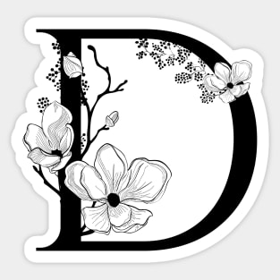 Letter D Monogram - Floral Initial Sticker